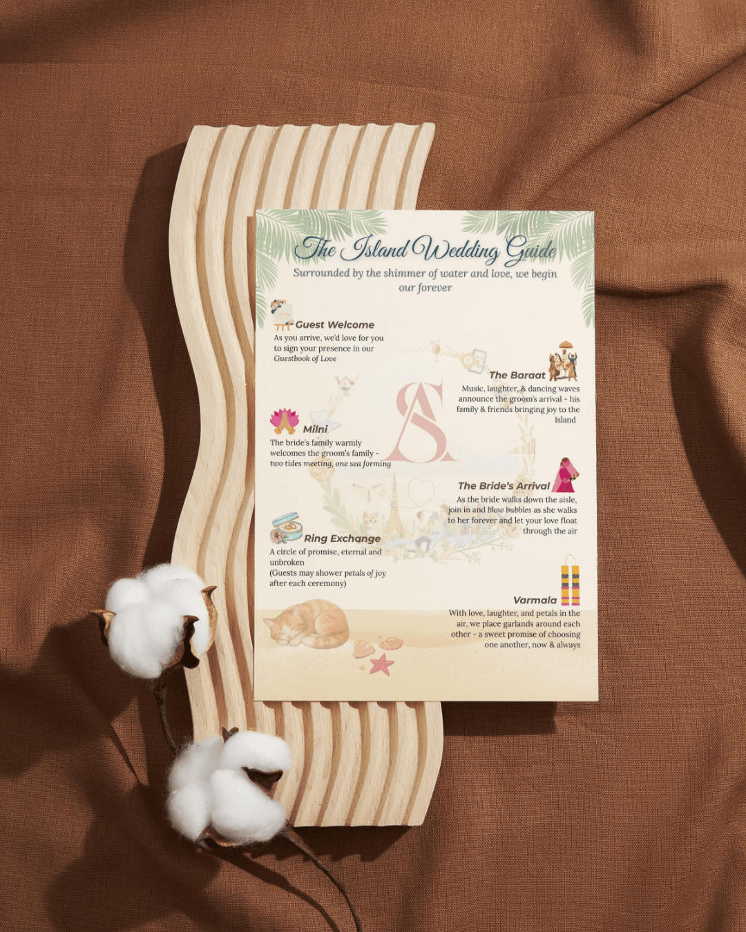 The wedding guide booklet, shown as a styled mockup